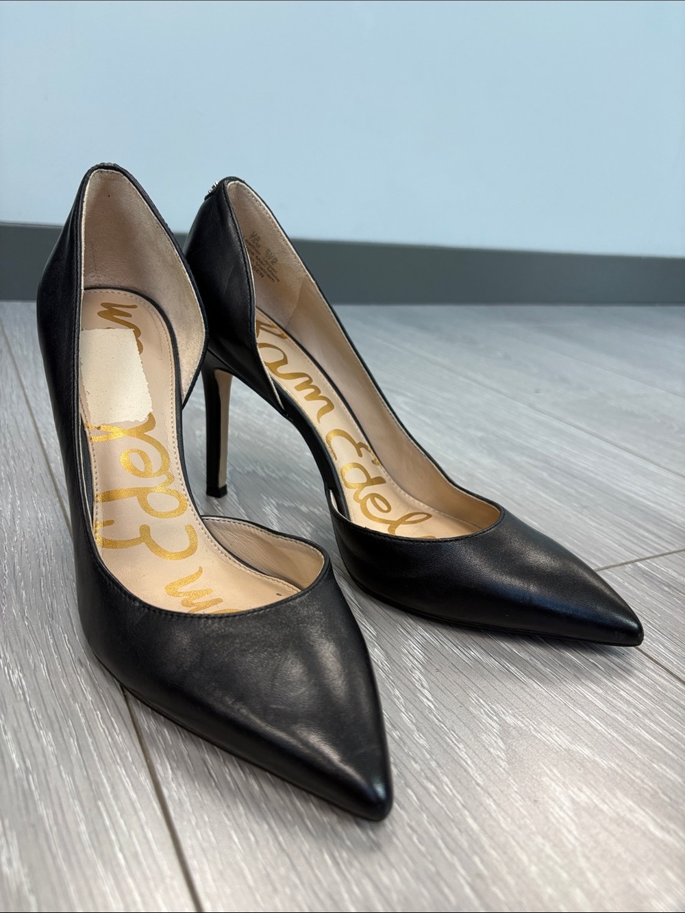 Sam Edelman Black Leather Pointed Toe Stiletto Heels